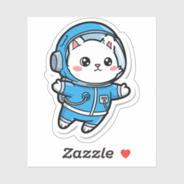 Adesivo Glossy Transparent -Cute Astronaut Cat 3x3