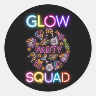 Adesivo Glow Party Squad Neon Lights Birthday Anniversary 