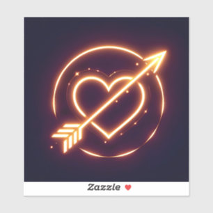 Adesivo glowing image of a heart with cupid's arrow