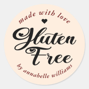 Adesivo Gluten Free Bakery Typography Classic Round Sticke