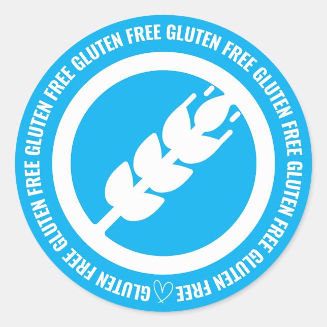 Adesivo Gluten Free Sticker Labels - Blue & White (Frente)