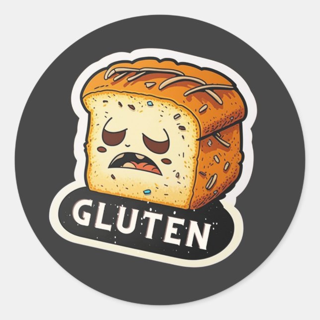 Adesivo Gluten Gluten Não posso comer glúten engraçado (Frente)