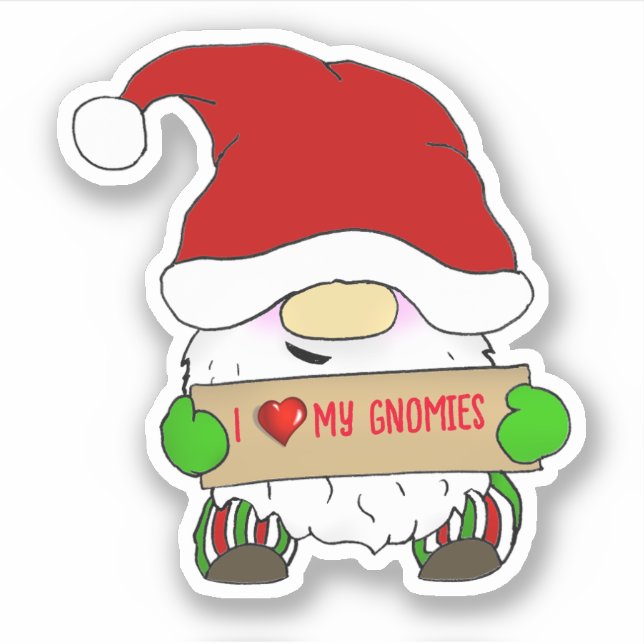 Adesivo Gnome Com Chapéu de Papai Noel Natal (Frente)