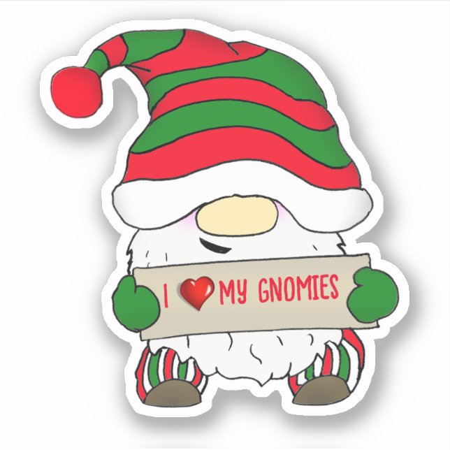 Adesivo Gnome Com Chapéu Verde e Branco Natal (Frente)