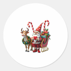 Adesivo Gnome da Luz de Natal Papai Noel Montado em Trenó