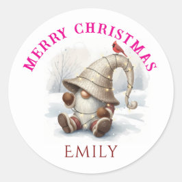 Adesivo Gnome de Natal Personalizado Aquarela