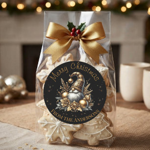 Adesivo Gnome de Natal Preto e Dourado