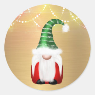 Adesivo Gnome Dourado Luzes Vermelhas e Verdes Natal