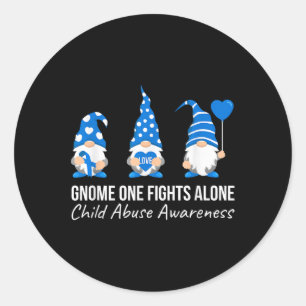 Adesivo Gnome One luta sozinho contra o abuso infantil azu