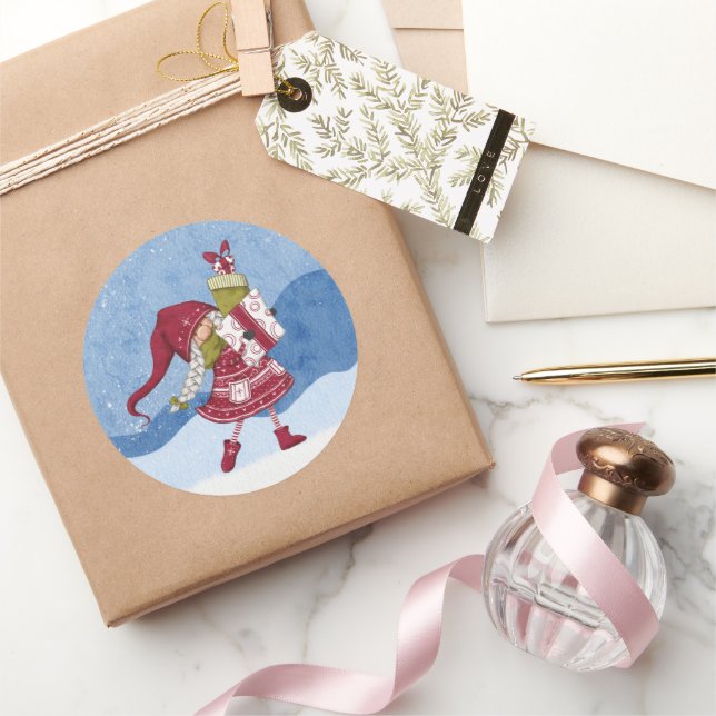Adesivo Gnomo de Natal com Gifts Sticker (Presentear)