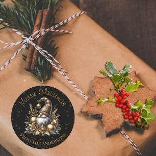 Adesivo Gnomo de Natal Preto E Dourado