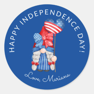 Adesivo Gnomo do Dia da Independência de 4 de Julho Azul P