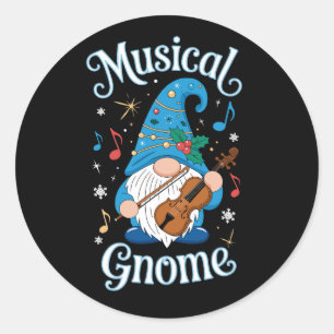 Adesivo Gnomo Musical Natal Violino Azevinho Flocos de Nev
