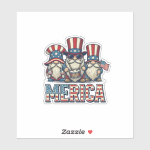 Adesivo Gnomo Patriótico Merica Design Vector Vintage_1