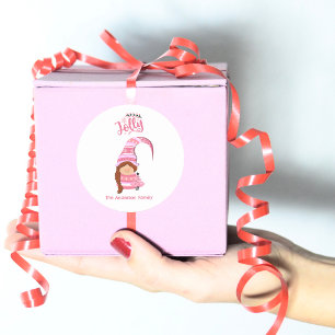 Adesivo Gnomo Rosa De Natal Com Cabelo De Braid