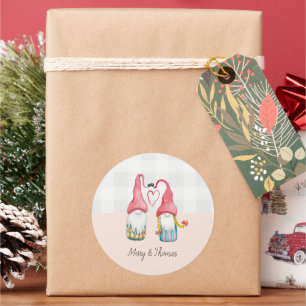 Adesivo Gnomos de Natal Apaixonados Aquarela Pintada à Mão