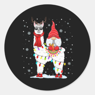Adesivo Gnomos de Natal montando renas de lhama luz de nat