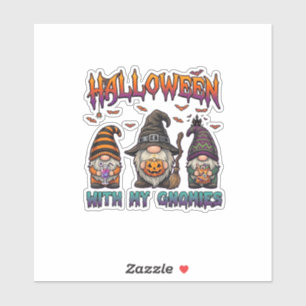 Adesivo Gnomos do Halloween Três Gnomos Chapéu de Bruxa Ab