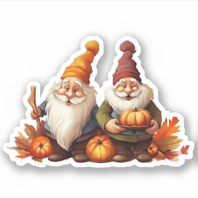 Adesivo Gnomos e Pumpkins Fall Sticker (Frente)