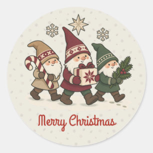Adesivo Gnomos Nórdicos de Natal Vintage Festa de Férias