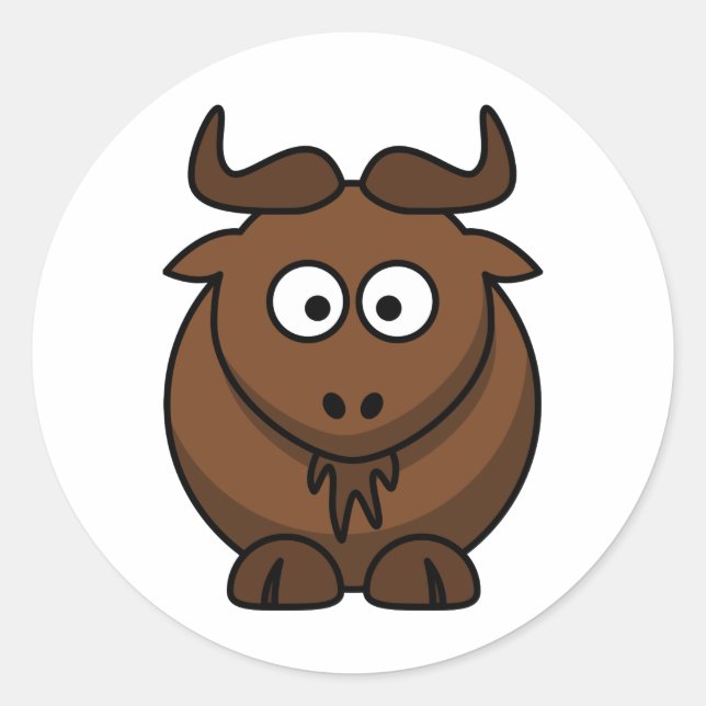 Adesivo Gnu Boy, um cartoon de gnu (Frente)