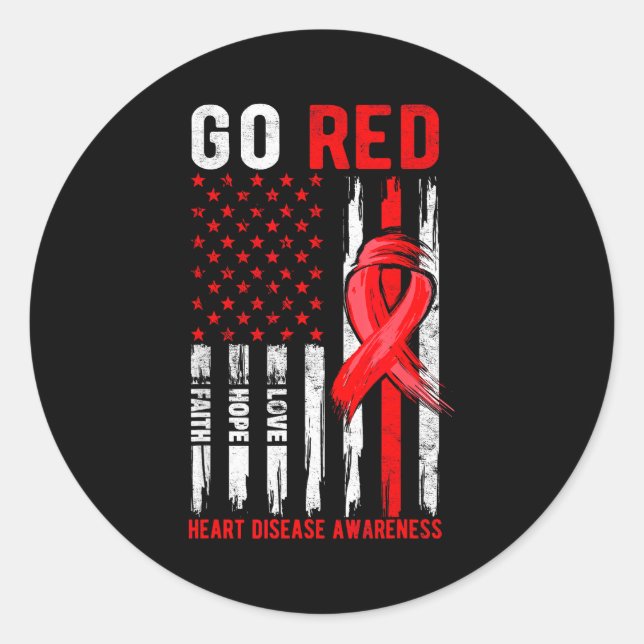 Adesivo Go Red Heart Disease Suprt Flag - Heart Disease Aw (Frente)