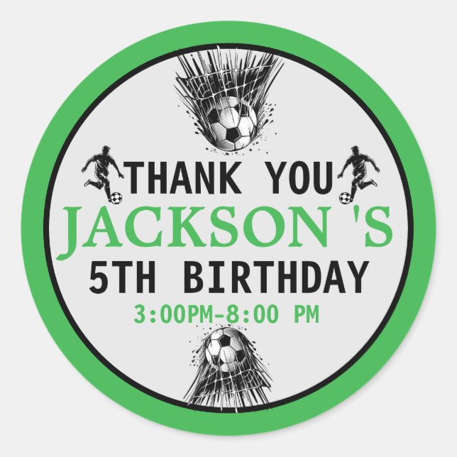 Adesivo Goal! Festa de aniversário de 5 de futebol (Frente)