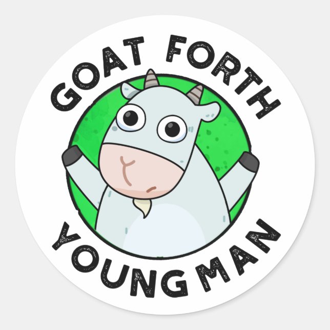 Adesivo Goat Forth Young Man Engraçado Animal Pun (Frente)
