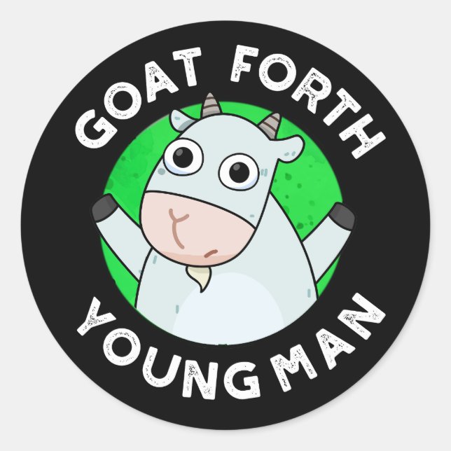 Adesivo Goat Forth Young Man Funny Animal Pun Dark BG (Frente)
