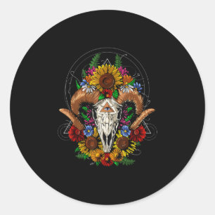 Adesivo Goat Skull Psychedelic Sunflower