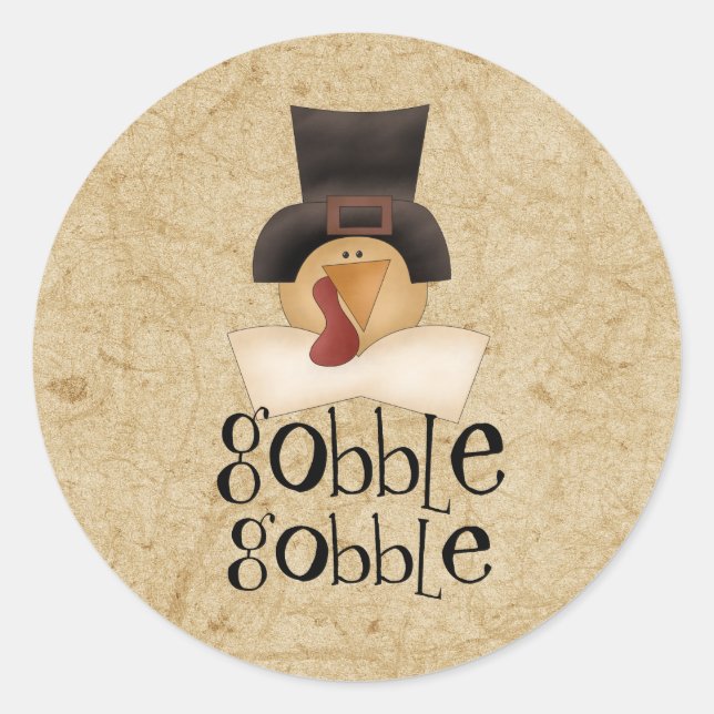 Adesivo Gobble Gobble Turquia — Vinheta redonda clássica (Frente)