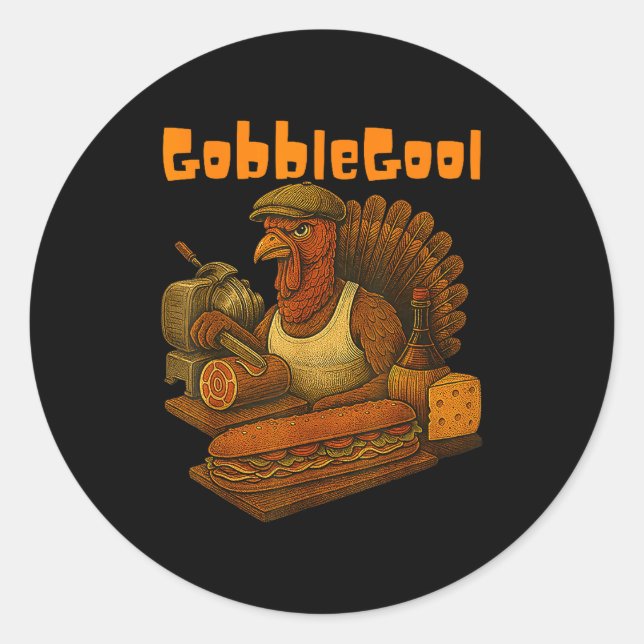 Adesivo Gobbol Turkey Day Thanksgiving Funny Gobble Thankf (Frente)