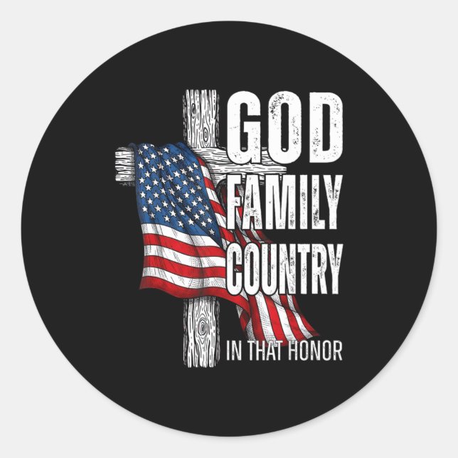 Adesivo God Family Country American Flag Christian Patriot (Frente)
