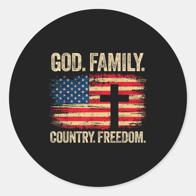 Adesivo God Family Country Dom Usa Flag Cross  (Frente)