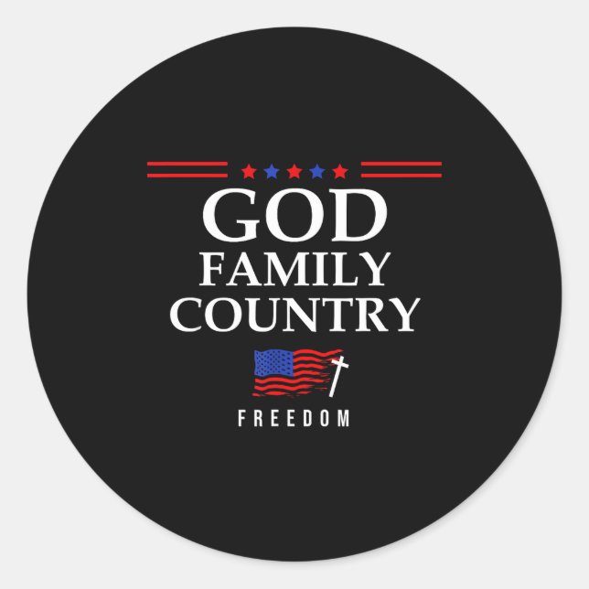 Adesivo God Family Country Us Flag Christian Saying Dom Je (Frente)