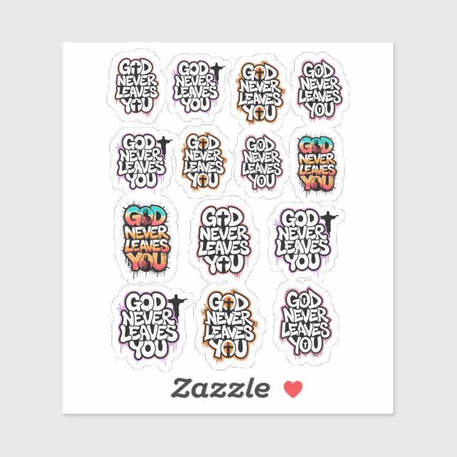 Adesivo "God Never Leaves You" Christian Temporary Tattoos (Folha)