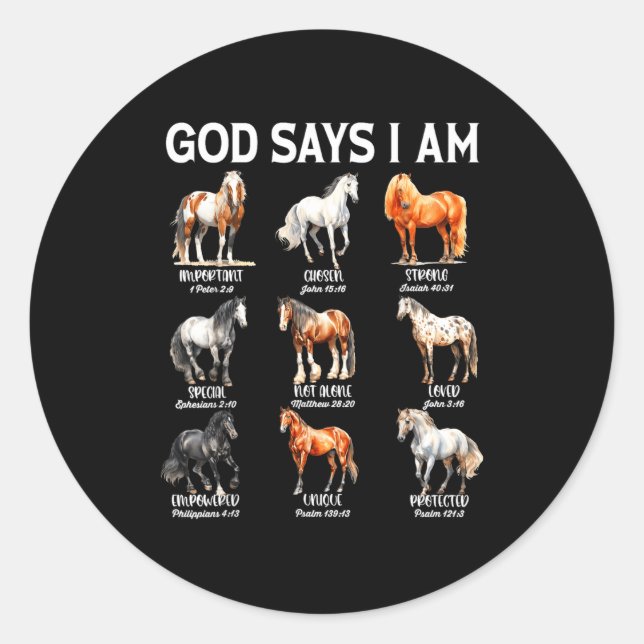 Adesivo God Says I Am Horse Christian Girl Teen Boy Bible  (Frente)