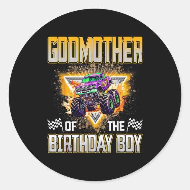Adesivo Godmother Of The Birthday Boy Monster Truck Birthd (Frente)