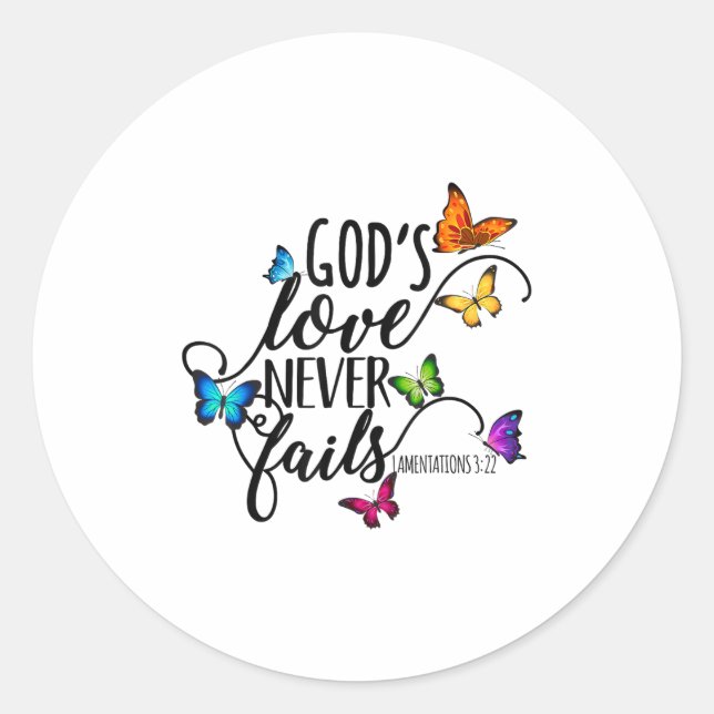 Adesivo God's Love Never Fails - Butterfly Art - Religious (Frente)