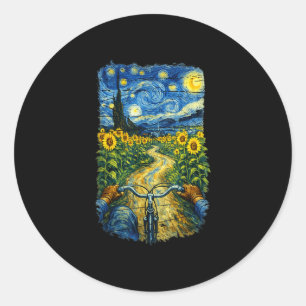 Adesivo Gogh andando de bicicleta engraçada arte bike