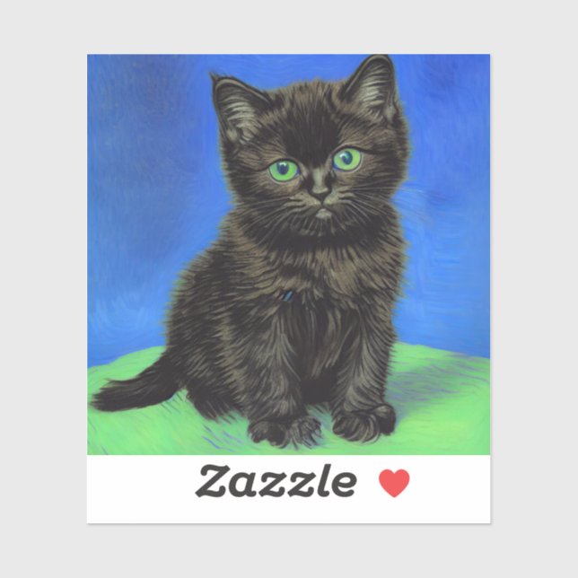 Adesivo Gogh Style Black Kitten (Folha)