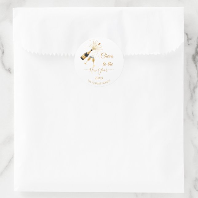 Adesivo  Gold Champagne Cheers New Year (Bolsa)