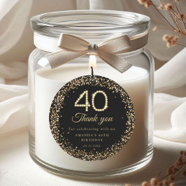Adesivo Gold Diamonds 40th Birthday Thank you Sticker
