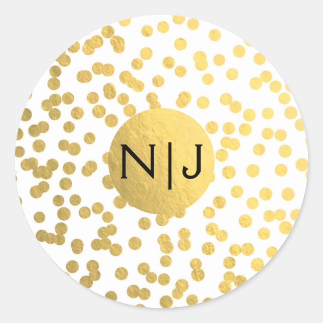 Adesivo Gold Foil Confetti Dots Glam Modern Wedn Favor (Frente)