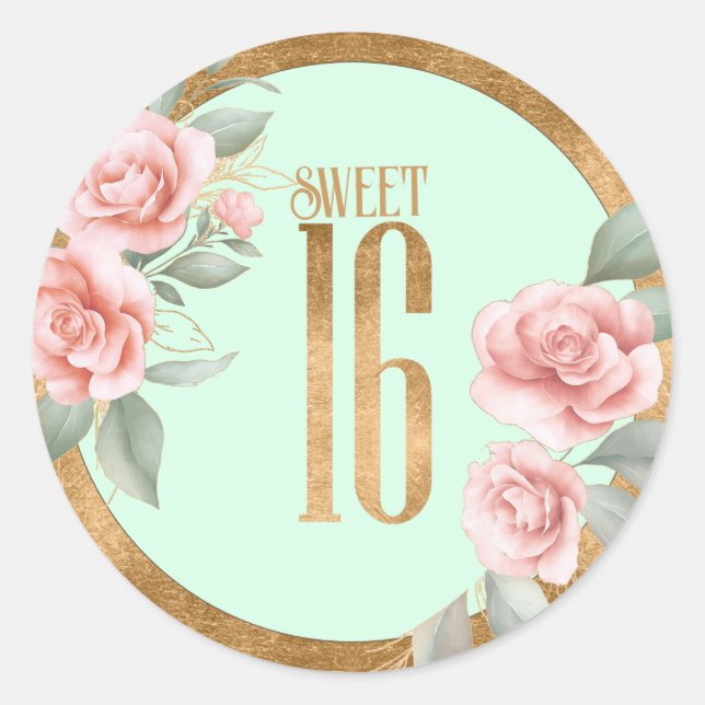 Adesivo Gold Foil Floral Sweet Six Mint Green ID756 (Frente)