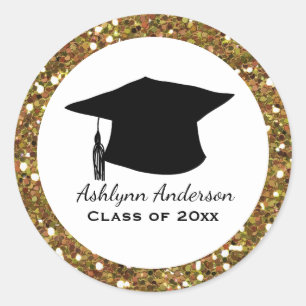 Adesivo Gold Glitter Class of 2023 Graduation