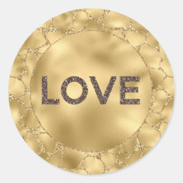 Adesivo Gold Glitter Giraffe Print Love