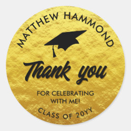 Adesivo Gold Graduating Class Thank You Grad Cap