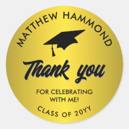 Adesivo Gold Graduating Class Thank You Grad Cap