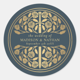 Adesivo Gold Gray Royal Medieval Sword Wedding 